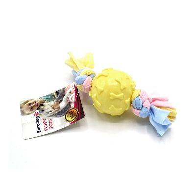 EuroDog Puppy Toys Sarı Kemik Desenli Top Diş Kaşıma Oyuncak